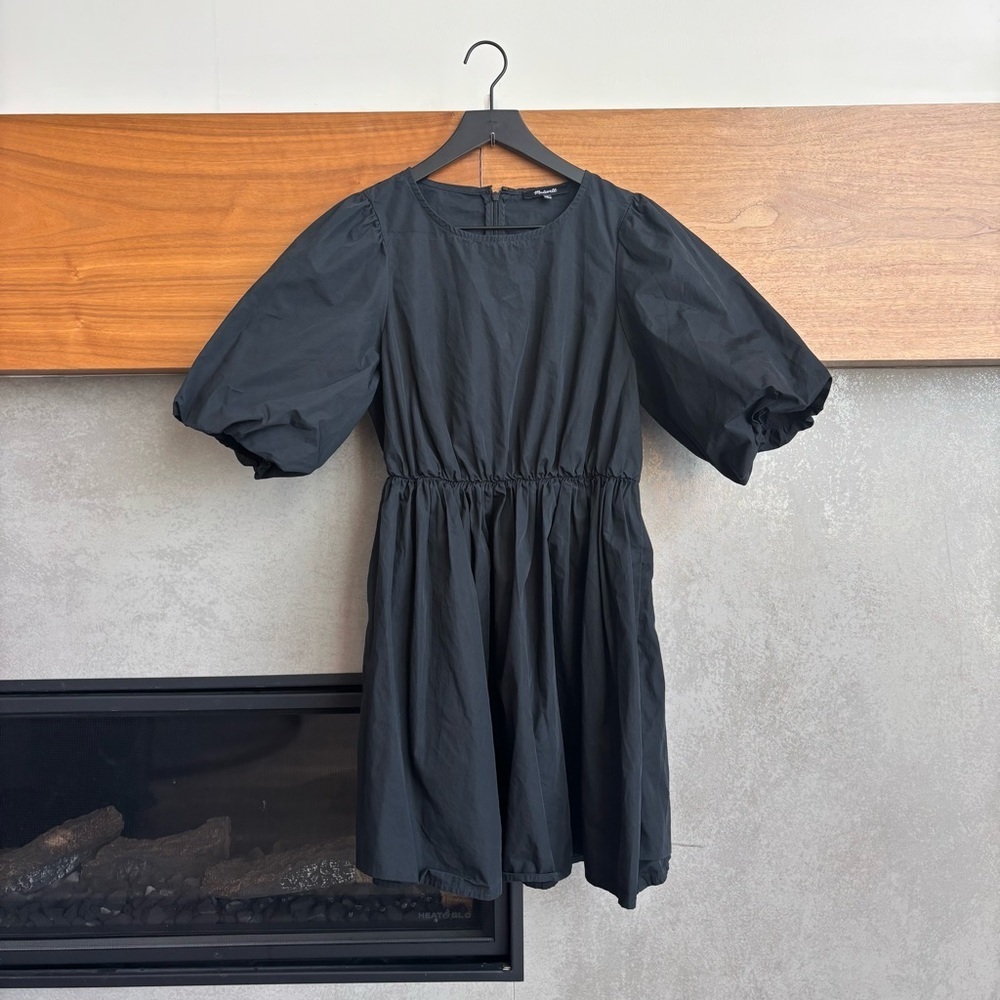 Madewell Poplin Crewneck Bubble-Sleeve Mini Dress, Size 2 - Picture 5 of 14